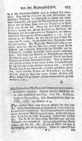 Acta Helvetica. Vol.VI.