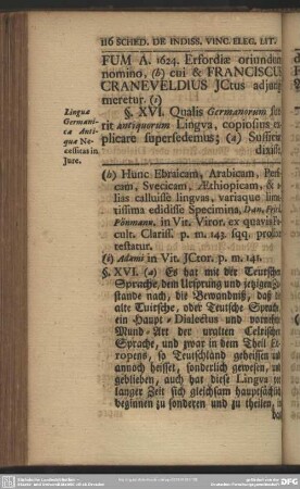 §. XVI. Linguae Germanicae Antiquae Necessitas in Jure
