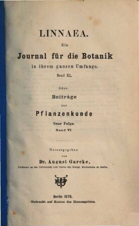Beiträge zur Pflanzenkunde. 6. 1876