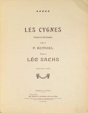 Les cygnes : chant et orchestre ; poésie de P. Reyniel