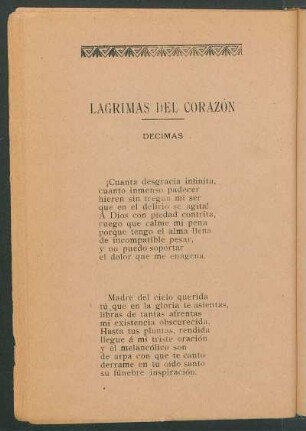 Lágrimas del corazón : Décimas