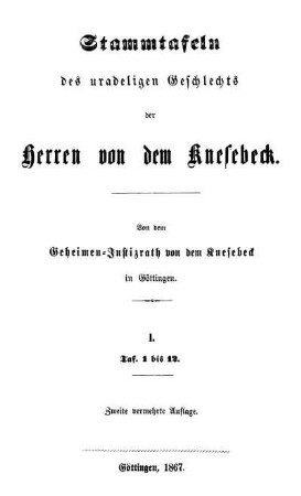 Stammtafeln des uralten Geschlechts der Herren von dem Knesebeck