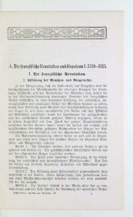 A. Die französische Revolution und Napoleon I. 1789 - 1815