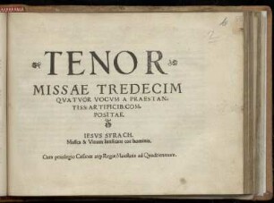 Missae tredecim quatuor vocum. Tenor