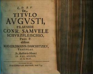De Titvlo Avgvsti