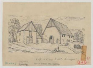 Endorf (Kreis Arnsberg): Hof Schlüter. Haupthaus und Schafstall mit Speicher (Ansicht)