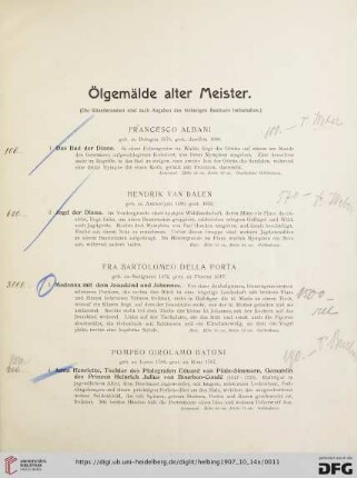 Ölgemälde alter Meister (Nr. 1-178)