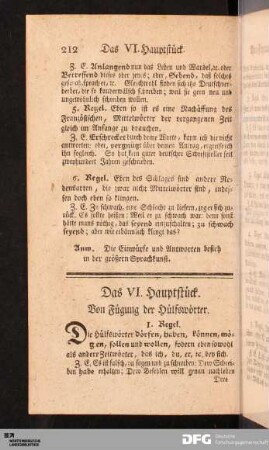 Das VI. Hauptstück. Von Fügung der Hülfswörter