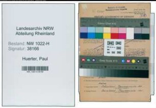 Entnazifizierung Paul Huerter , geb. 22.12.1888 (Bahnsekretaer)