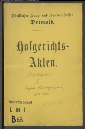 Barkhausen (Nieder-), Meier zu gegen Dorfschaft Oerlinghausen