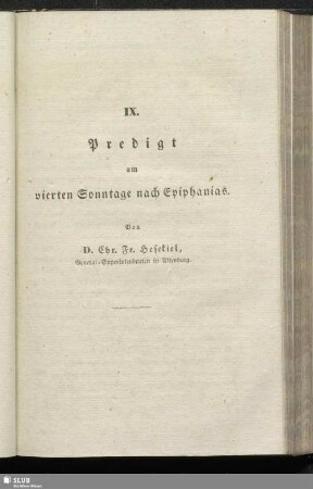 IX. Predigt am vierten Sonntage nach Epiphanias
