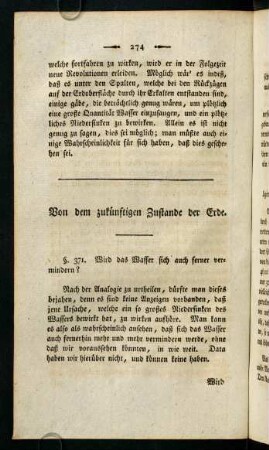 274-283, Von dem zukünftigen Zustande der Erde