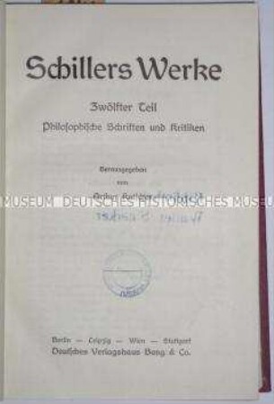 Schillers Werke, Teil 12/13