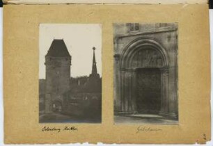 Oberrtor, Ortenberg / Marienkirche, Gelnhausen: Ansicht Schloss, Ansicht Portal Marienkirche (aus: Skizzen- und Fotoalbum 7)