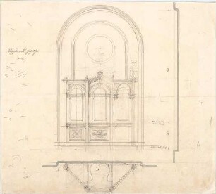 Voit, August von; Weißenhorn; Pfarrkirche - Nische der Beichtstühle (Ansicht, Querschnitt)
