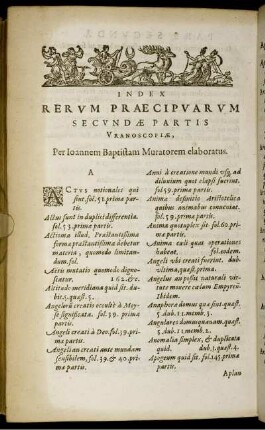 Index Rerum Praecipuarum Secundae Partis Uranoscopiae [...]