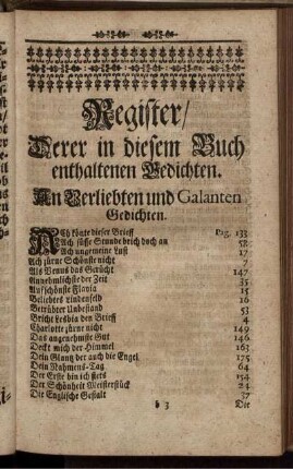 Register/ Derer in diesem Buch enthaltenen Gedichten.