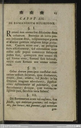 Caput III. De Romanorum Religione