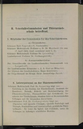 II. Veterinär-Commission und Thierarzneischule betreffend