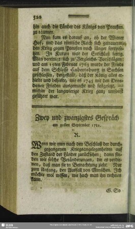 Zwey und zwanzigstes Gespräch am 30sten September 1782