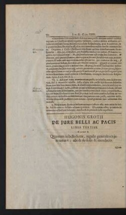 ... De Jure Belli Ac Pacis Liber Tertius.
