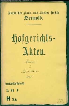 Hamm, Johann Hermann gegen Stadt Horn - Übermäßige Einquartierung