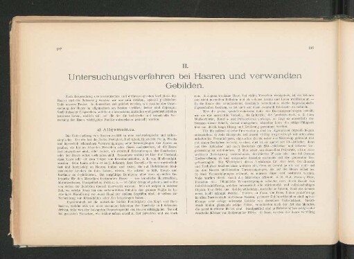 II. Untersuchungsverfahren bei Haaren und verwandten Gebilden.