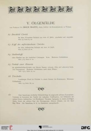 V. Ölgemälde (Nr. 62-67)