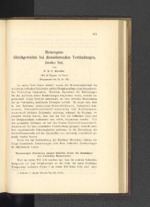 Heterogene Gleichgewichte bei dissociierenden Verbindungen. Zweiter Teil.