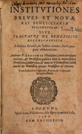 Institutiones breves et novae rei beneficiaria ecclesiasticae