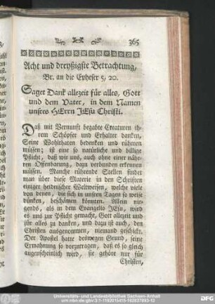 Acht und dreyßigste Betrachtung, Br. an die Epheser 5, 20.