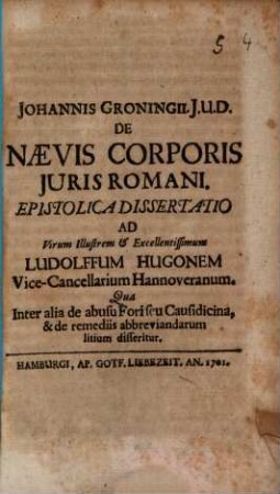 De naevis corporis iuris romani epistolica dissertatio
