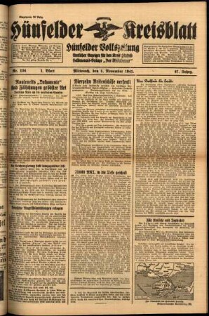 Erste Ausgabe vom Mittwoch, den 05. November 1941.