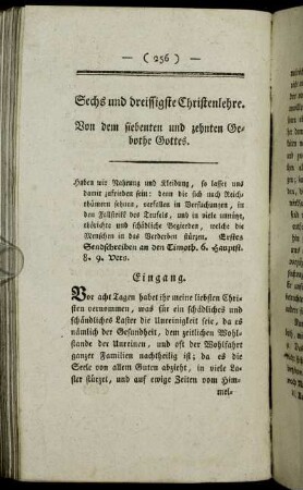 Sechs und dreissigste Christenlehre. Von dem siebenten und zehnten Gebothe Gottes.