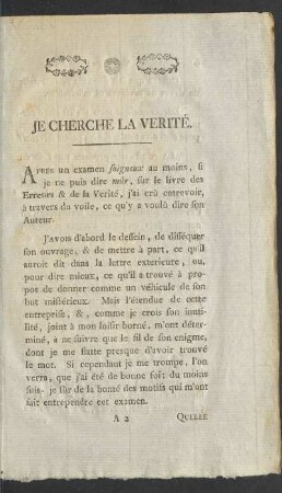 Je cherche la verité.