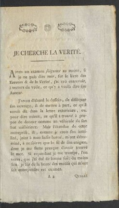 Je cherche la verité.