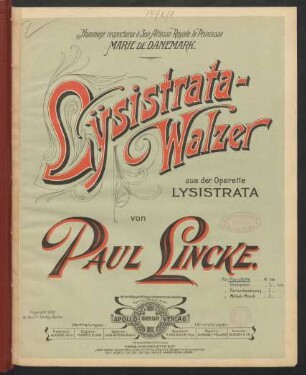 Lysistrata-Walzer : aus der Operette Lysistrata