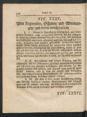 Tit. XXXV. Von Expensen, Schaden, und Abnutzungen, und deren moderation.