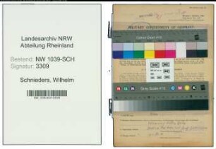 Entnazifizierung Wilhelm Schnieders , geb. 01.06.1918 ()