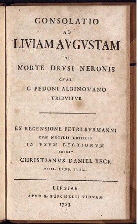 Consolatio Ad Liviam Augustam De Morte Drusi Neronis