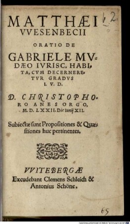 Oratio de Gabriel Mudaeo