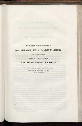 De Phaenomenis In Orbe Lunae Novi Telescopii Usu A D. Galileo Galileo.
