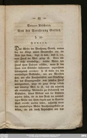 Dritter Abschnitt. Von der Verehrung Gottes.