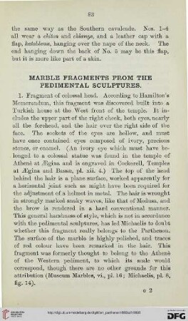 Marble fragments from the pedimental scultptures