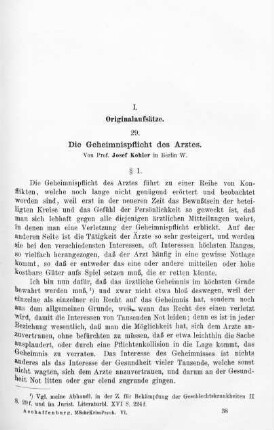 593-599, Die Geheimpflicht des Arztes