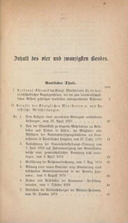 Inhalt des vier und zwanzigsten Bandes
