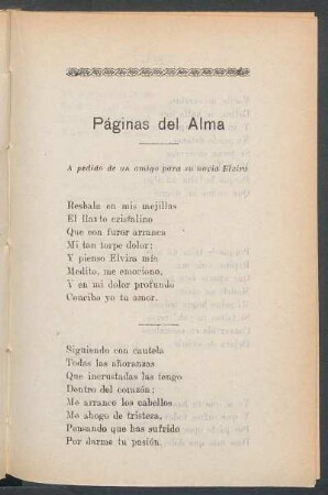 Páginas del alma : A pedido de un amigo para su novia Elvira
