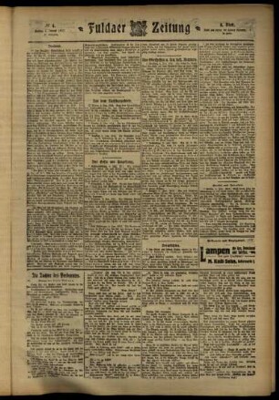 Vierte Ausgabe vom Freitag, den 05. Januar 1912.