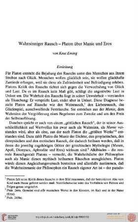 Knudt Eming: Wahnsinniger Rausch - Platon über Manie und Eros