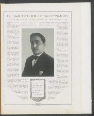 El cuarto poder y sus gobernantes : Juan Pedro Suárez, director de "La Tribuna Popular"